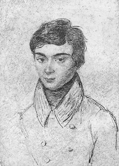 Drawing of Évariste Galois at about age 15, circa 1826, the only known portrait of the French mathematician